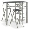 Table Haute Et Bar * | Meilleur Prix True Deal Ensemble De Bar Avec Etageres 3 Pcs Bois Et Acier Noir