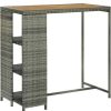 Table Haute Et Bar * | Meilleur Prix Youthup Table De Bar Avec Rangement Gris 120X60X110 Cm Resine Tressee Gris