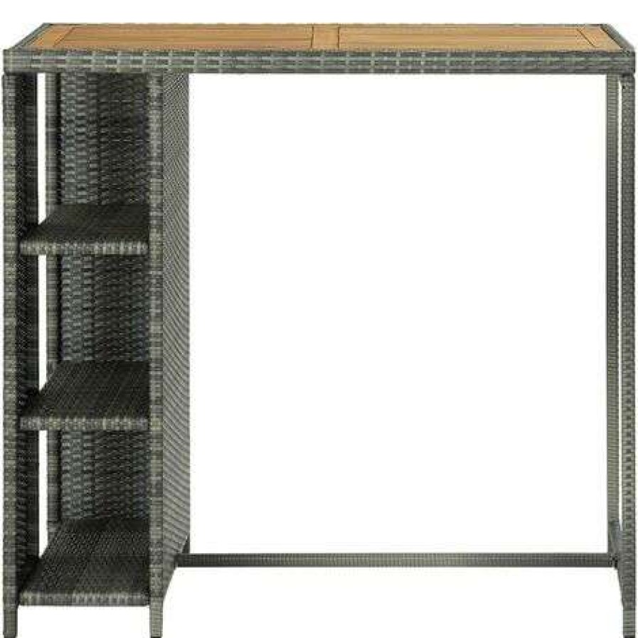 Table Haute Et Bar * | Meilleur Prix Youthup Table De Bar Avec Rangement Gris 120X60X110 Cm Resine Tressee Gris