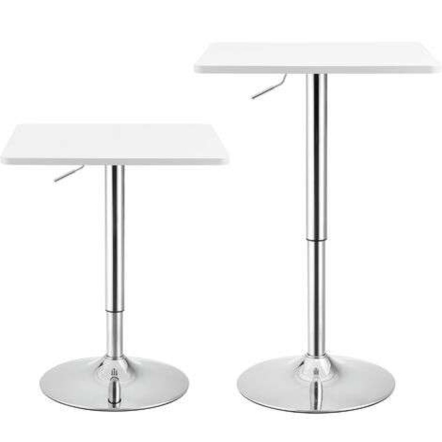 Table Haute Et Bar * | Remise Nova Table Haute Carree Des Bars Pub De Cuisine Avec Base En Metal Differentes Couleurs Couleur : Blanche