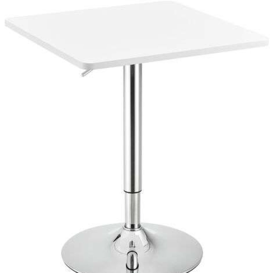 Table Haute Et Bar * | Remise Nova Table Haute Carree Des Bars Pub De Cuisine Avec Base En Metal Differentes Couleurs Couleur : Blanche