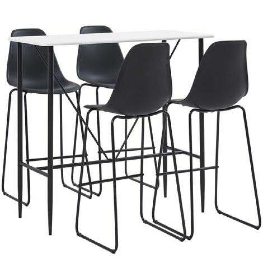 Table Haute Et Bar * | Promo Asupermall Ensemble De Bar 5 Pcs Plastique Noir