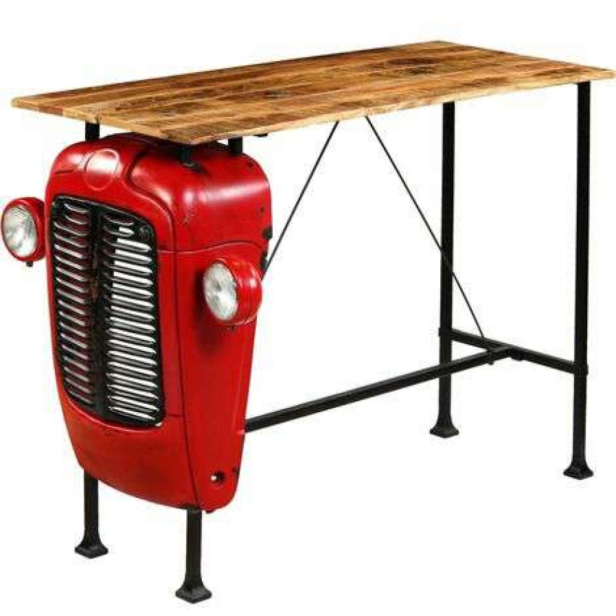 Table Haute Et Bar * | Offres True Deal Table De Bar Bois De Manguier 60X150X107 Cm Rouge Tracteur