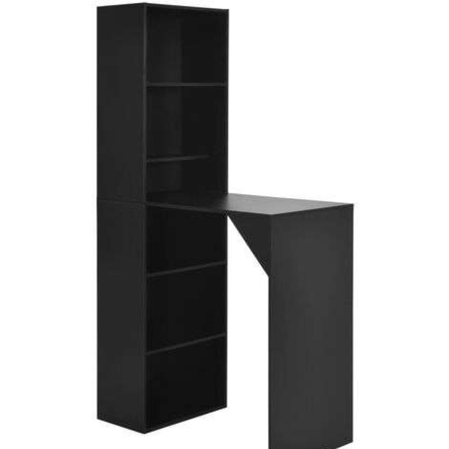 Table Haute Et Bar * | De Gros Supermarket Table De Bar Avec Armoire Noir 115 X 59 X 200 Cm