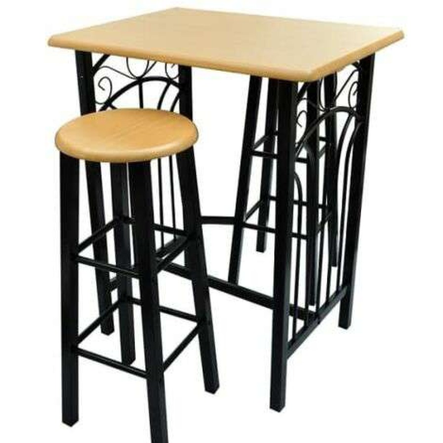 Table Haute Et Bar * | Meilleur Prix True Deal Lot D'Une Table Haute De Bar Avec 2 Tabourets Phoenix