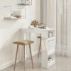 Table Haute Et Bar * | De Gros Supermarket Table De Bar Etagere De Rangement Blanc Brillant 102X50X103,5Cm