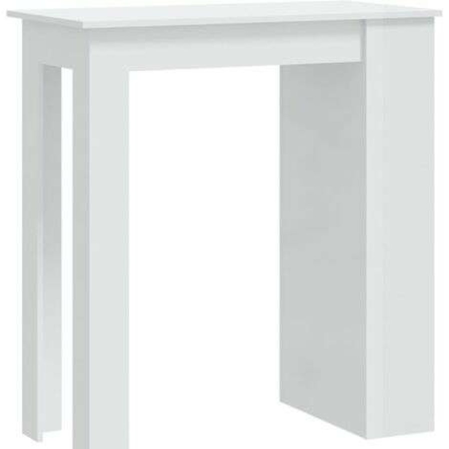 Table Haute Et Bar * | De Gros Supermarket Table De Bar Etagere De Rangement Blanc Brillant 102X50X103,5Cm