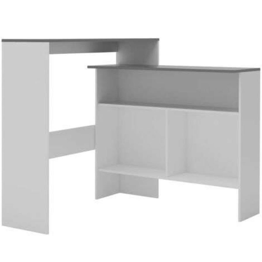 Table Haute Et Bar * | Le Moins Cher Helloshop26 Table Haute Mange Debout Bar Bistrot Avec 2 Dessus De Table Blanc 130 Cm Blanc