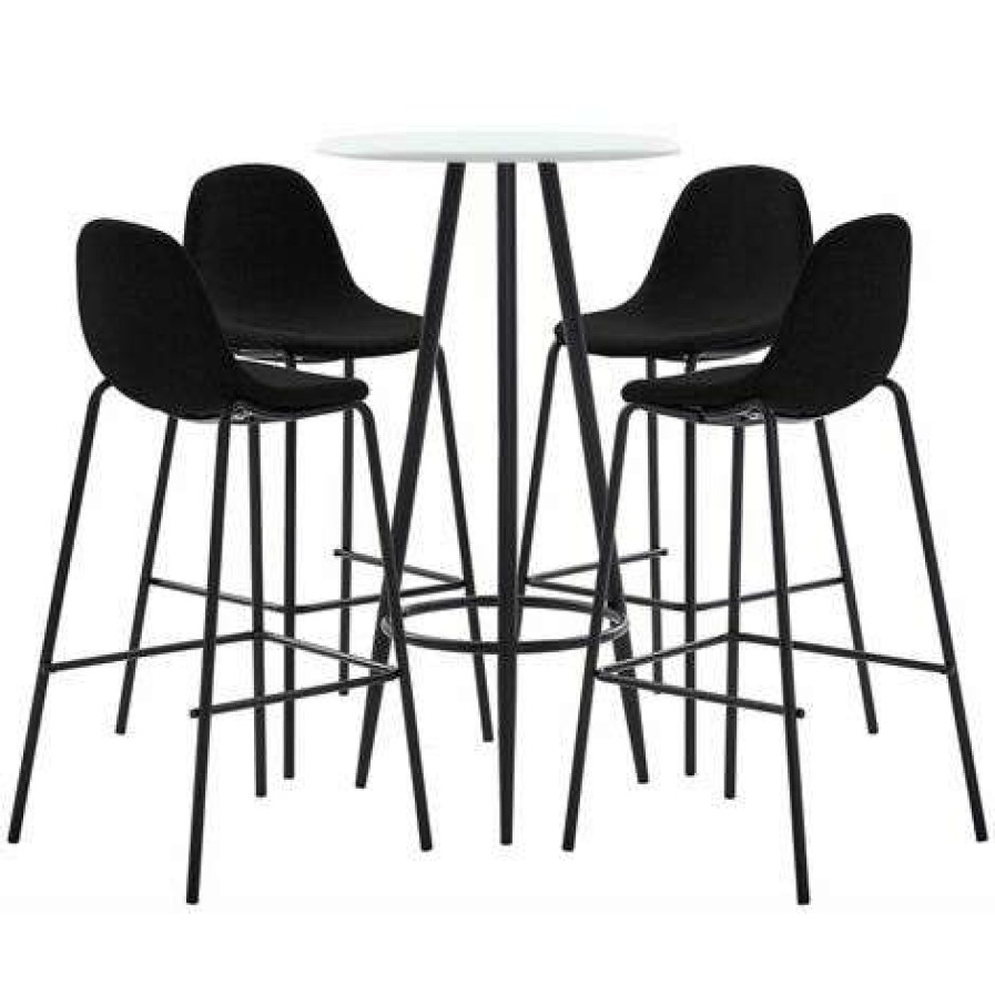 Table Haute Et Bar * | Promo True Deal Ensemble De Bar 5 Pcs Tissu Noir