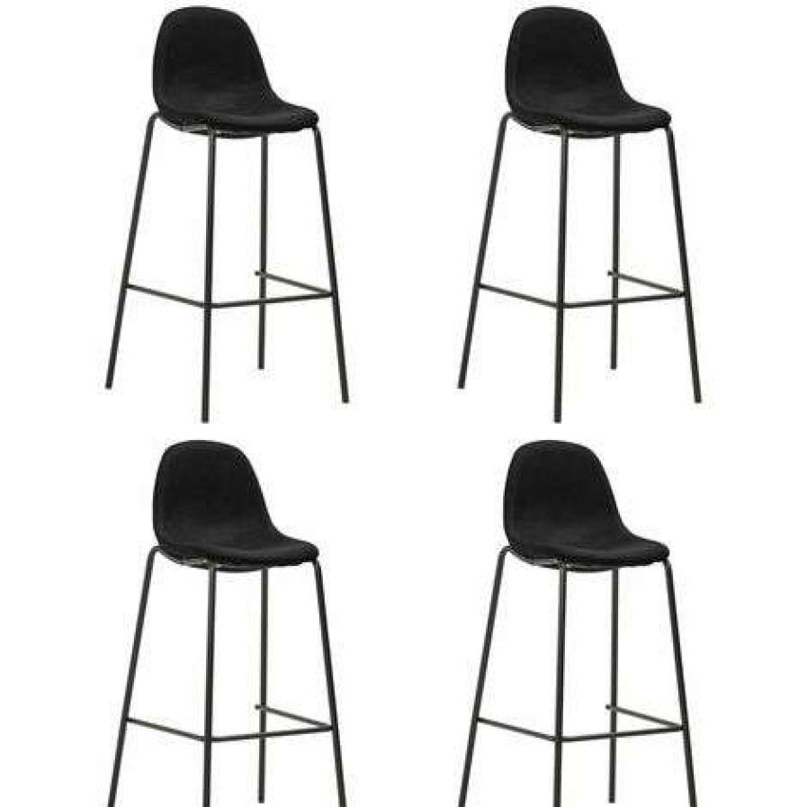 Table Haute Et Bar * | Promo True Deal Ensemble De Bar 5 Pcs Tissu Noir