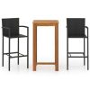 Table Haute Et Bar * | Budget Hommoo Ensemble De Bar De Jardin 3 Pcs Noir