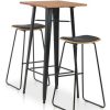 Table Haute Et Bar * | Remise Vidaxl Mobilier De Bar 3 Pcs Acier Noir Noir