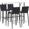 Table Haute Et Bar * | Les Meilleures Critiques De Hommoo Ensemble De Bar 5 Pcs Similicuir Noir Hdv22036