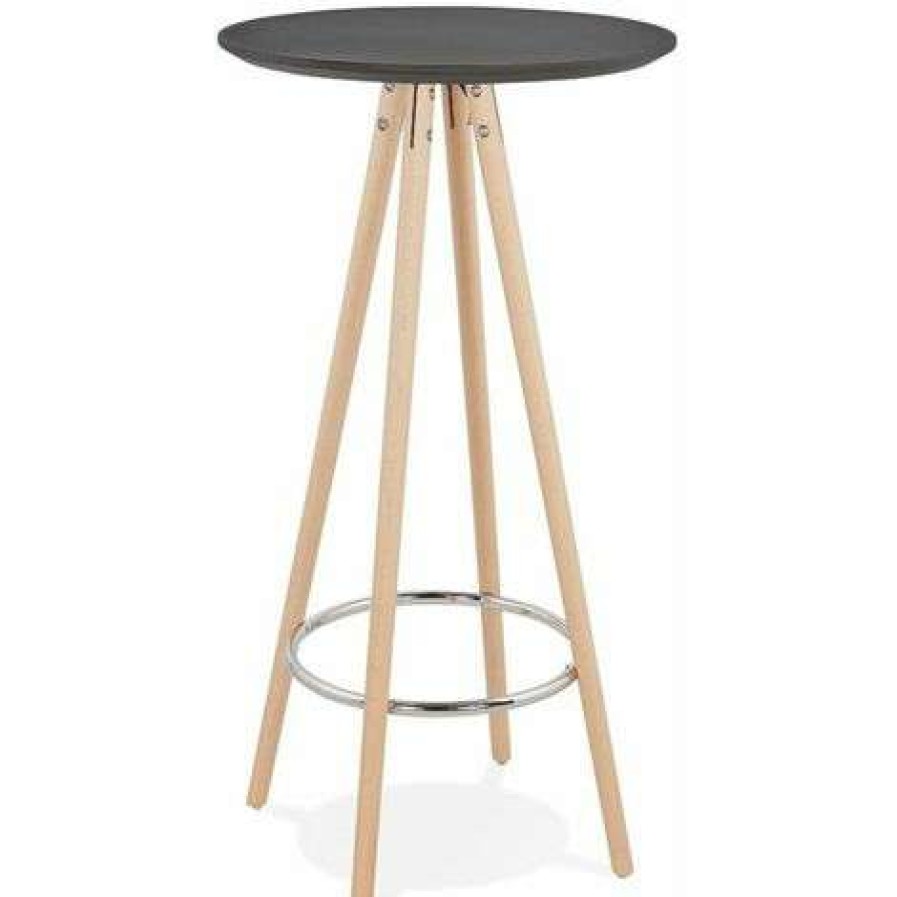 Table Haute Et Bar * | Promo Paris Prix Table De Bar En Bois Lizon 110Cm Noir & Naturel