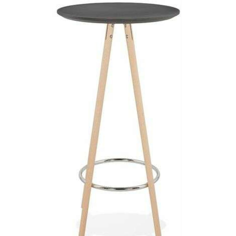 Table Haute Et Bar * | Promo Paris Prix Table De Bar En Bois Lizon 110Cm Noir & Naturel