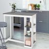 Table Haute Et Bar * | Meilleure Affaire Idmarket Table De Bar Barth 2 A 4 Personnes Ajouree Bois Blanc Plateau Gris Gris