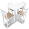 Table Haute Et Bar * | Coupon Youthup Set Table Et 4 Chaises De Bar En Bois Coloris Blanc Blanc