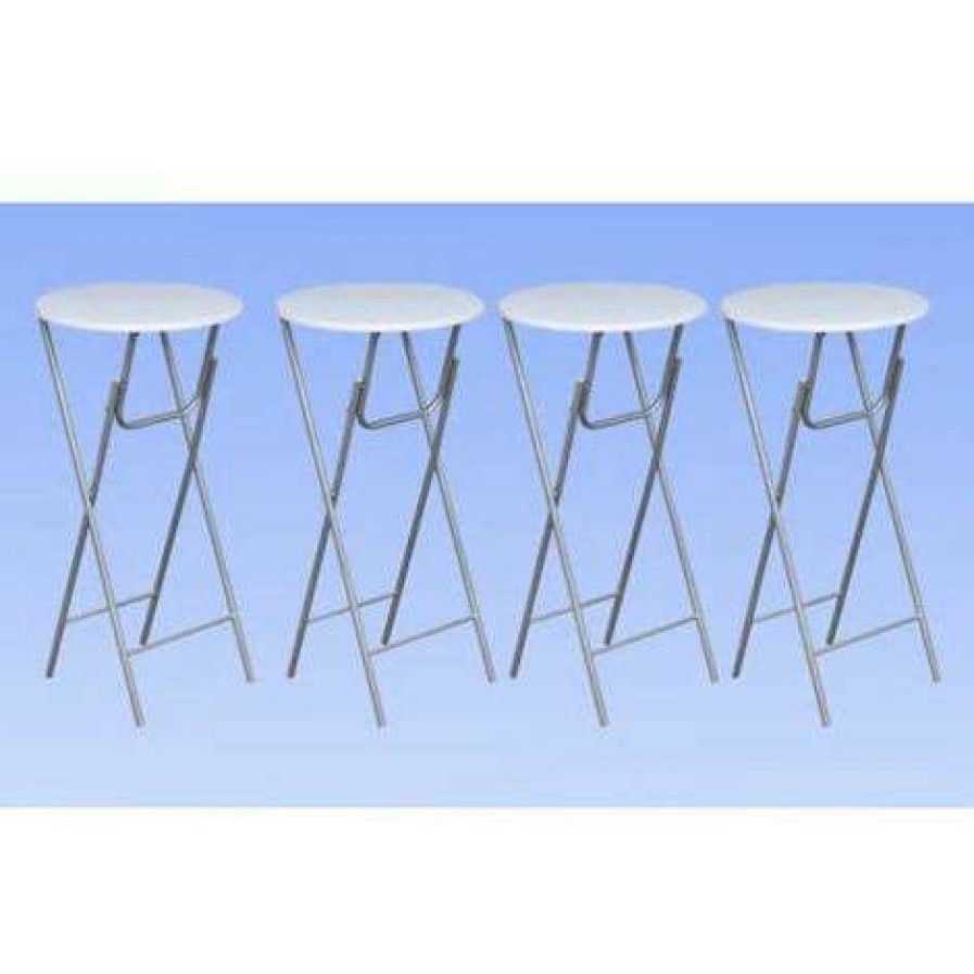 Table Haute Et Bar * | Le Moins Cher Vidaxl Table De Bar 4 Pcs Avec Dessus De Table En Mdf Blanc