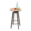 Table Haute Et Bar * | Grosses Soldes Fornord Table De Bar Ronde Style Industriel En Bois Et Metal Noir Ajustable Bois