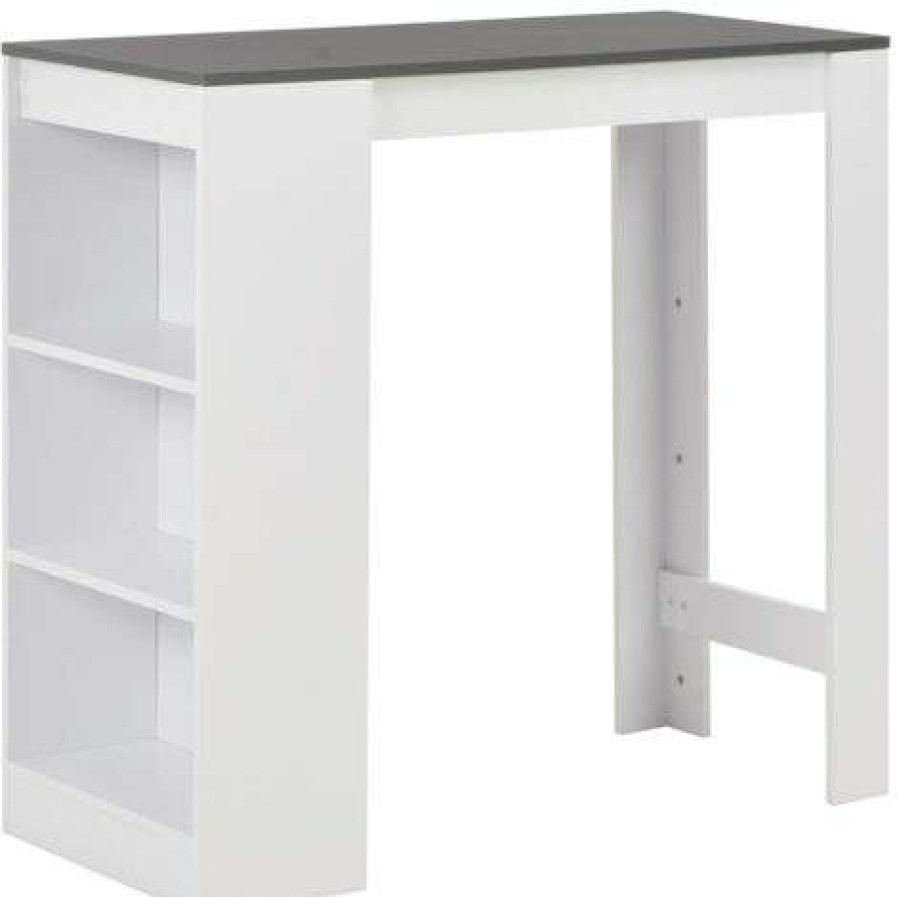 Table Haute Et Bar * | Le Moins Cher True Deal Table De Bar Avec Etagere Blanc 110X50X103 Cm