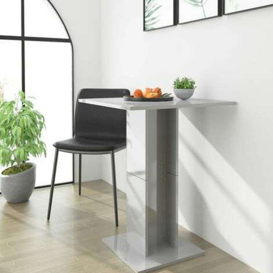 Table Haute Et Bar * | Vente Flash True Deal Table De Bistro Gris Brillant 60X60X75 Cm Agglomere