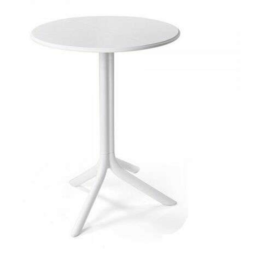 Table Haute Et Bar * | Remise Compralo Table De Bar Ronde En Polypropylene De Style Tuhl Blanc Lipari