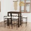 Table Haute Et Bar * | Le Moins Cher True Deal Meuble De Bar De Jardin 7 Pcs Et Coussins Resine Tressee Marron