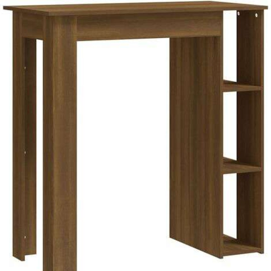 Table Haute Et Bar * | Budget True Deal Table De Bar Avec Etagere Chene Marron 102X50X103,5Cm Agglomere