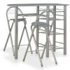 Table Haute Et Bar * | De Gros Youthup Ensemble De Bar Avec Etageres 3 Pcs Bois Et Acier Gris Gris