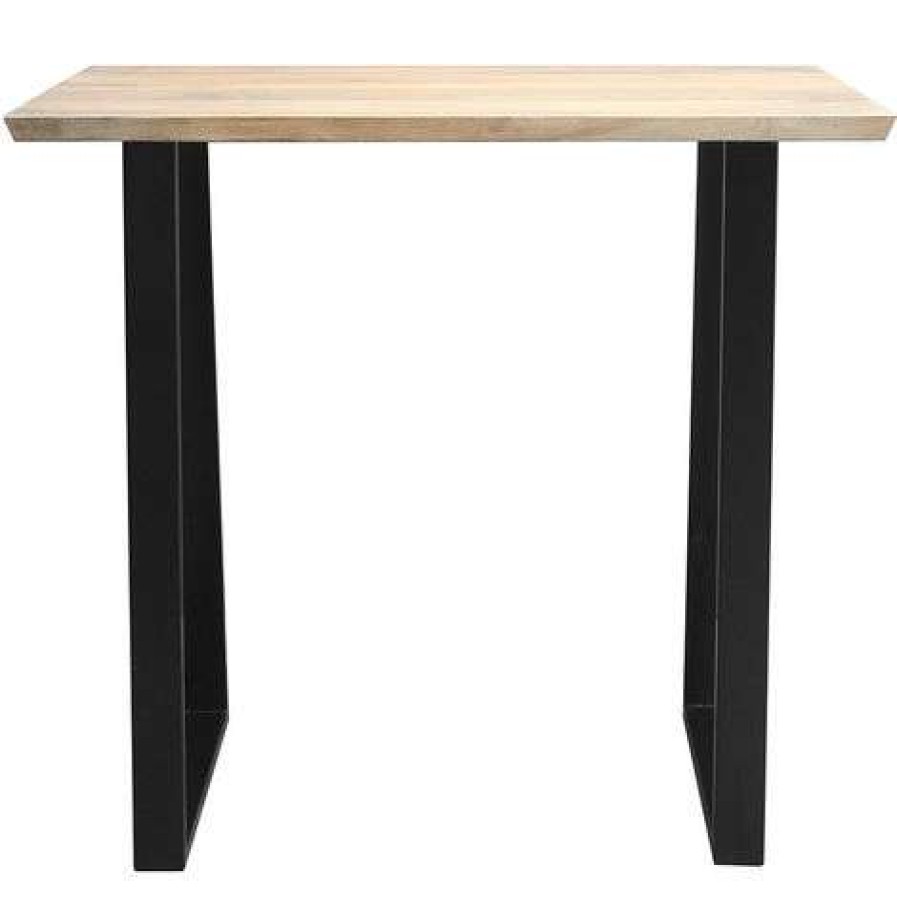 Table Haute Et Bar * | Top 10 Miliboo Table De Bar En Manguier Massif Et Metal Noir L120 Cm Vijay Bois Clair / Noir