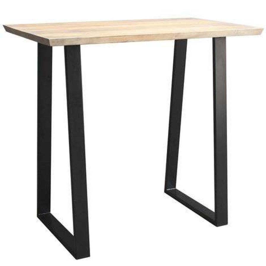 Table Haute Et Bar * | Top 10 Miliboo Table De Bar En Manguier Massif Et Metal Noir L120 Cm Vijay Bois Clair / Noir