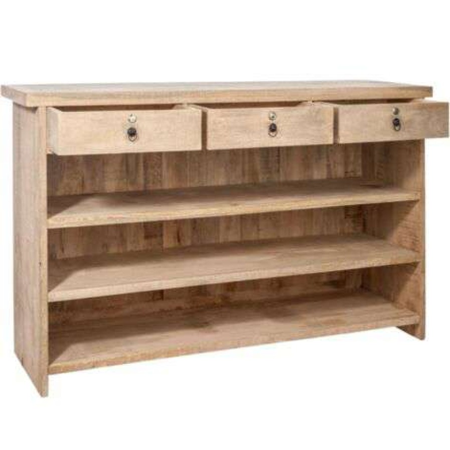 Table Haute Et Bar * | Grosses Soldes Bar 3 Tiroirs En Bois Mat Calicosy Bois Mat