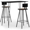 Table Haute Et Bar * | Promo Asupermall Ensemble De Bar 3 Pcs Noir