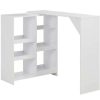 Table Haute Et Bar * | Remise Happyshopping Table De Bar Avec Tablette Amovible Blanc 138X39X110 Cm