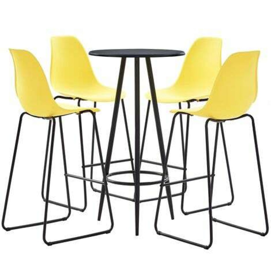 Table Haute Et Bar * | Les Meilleures Critiques De True Deal Ensemble De Bar 5 Pcs Plastique Jaune