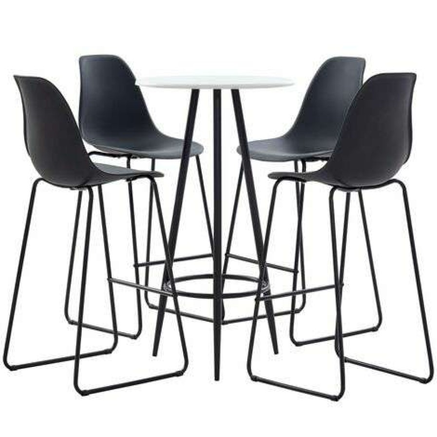 Table Haute Et Bar * | Meilleur Prix Asupermall Ensemble De Bar 5 Pcs Plastique Noir