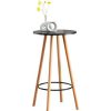 Table Haute Et Bar * | Remise Clp Table Haute De Bar Mijas En Bois Avec Plateau Rond Et Repose-Pieds En Metal Noir Rund