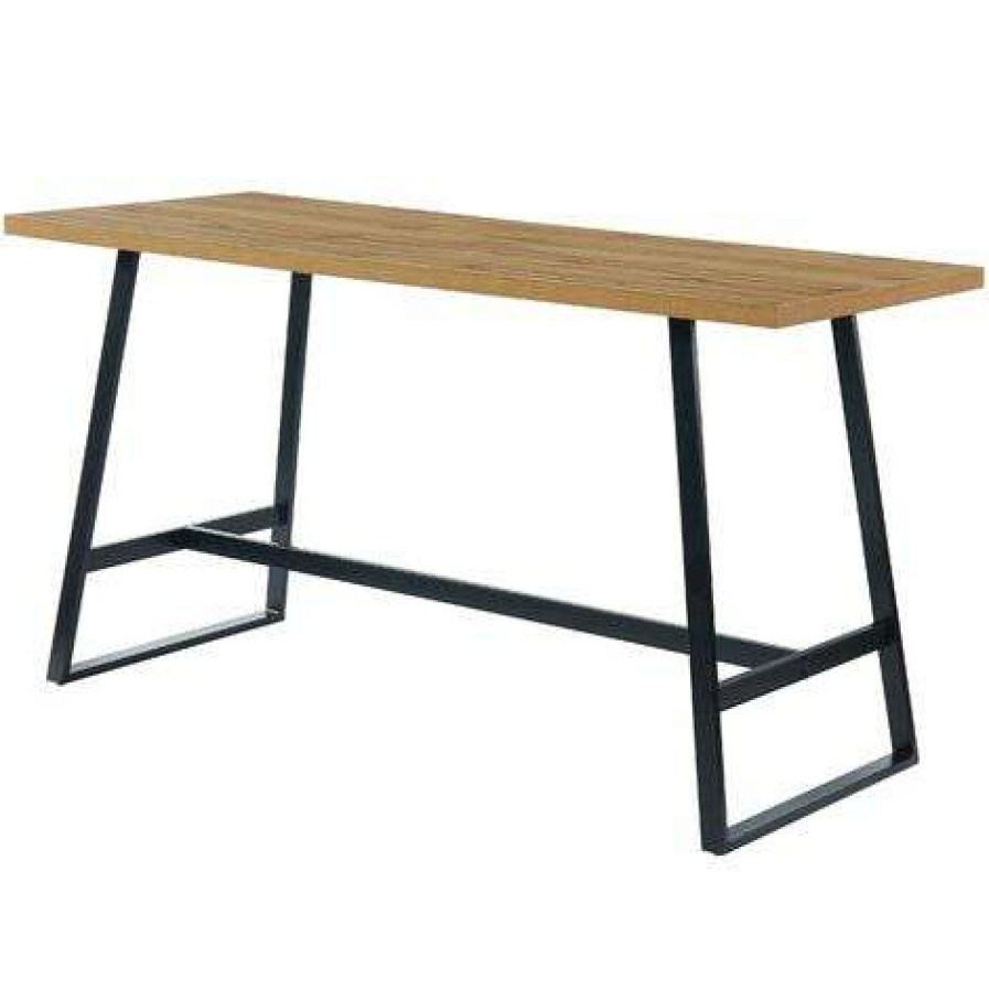 Table Haute Et Bar * | Promo Baita Table Haute Yba Effet Chene Et Metal Noir 200Cm Bois