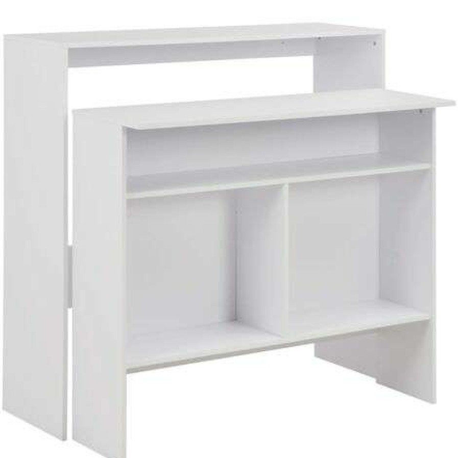 Table Haute Et Bar * | Offres True Deal Table De Bar Avec 2 Dessus De Table Blanc 130 X 40 X 120 Cm