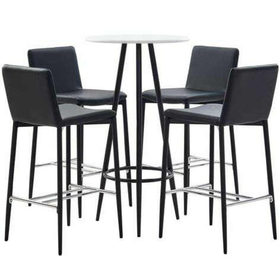 Table Haute Et Bar * | Tout Neuf True Deal Ensemble De Bar 5 Pcs Similicuir Noir