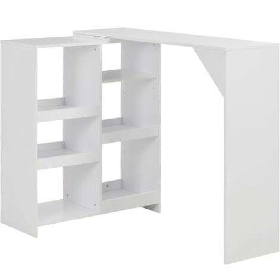 Table Haute Et Bar * | Nouveau True Deal Table De Bar Avec Tablette Amovible Blanc 138 X 40 X 120 Cm