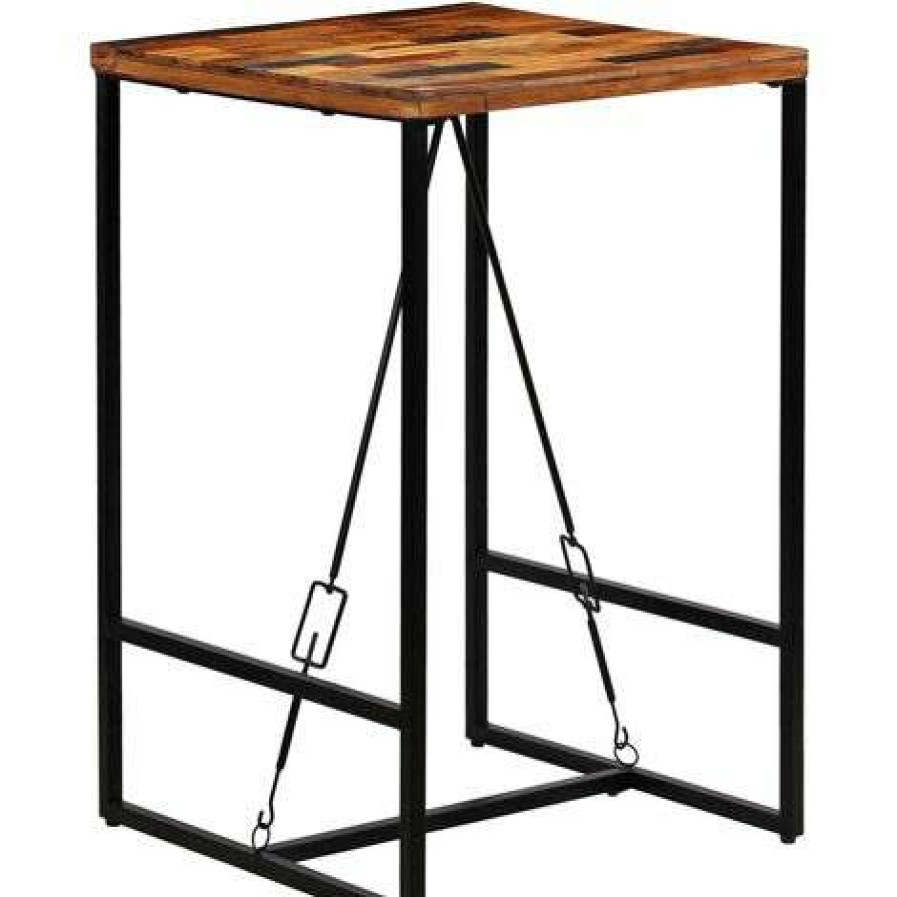 Table Haute Et Bar * | Coupon Helloshop26 Table Haute Mange Debout Bar Bistrot Bois Recycle Solide 106 Cm Bois