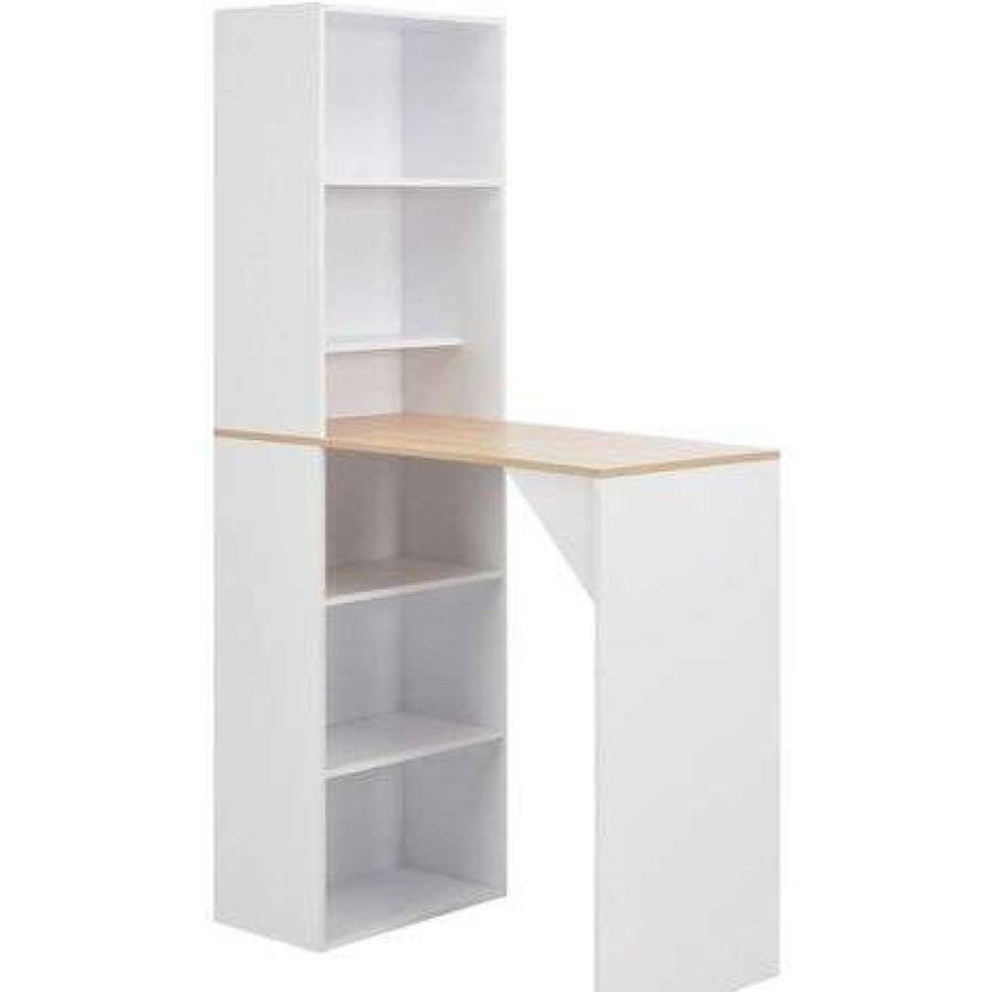 Table Haute Et Bar * | Le Moins Cher Inlife Table De Bar Avec Armoire Blanc 115 X 59 X 200 Cm