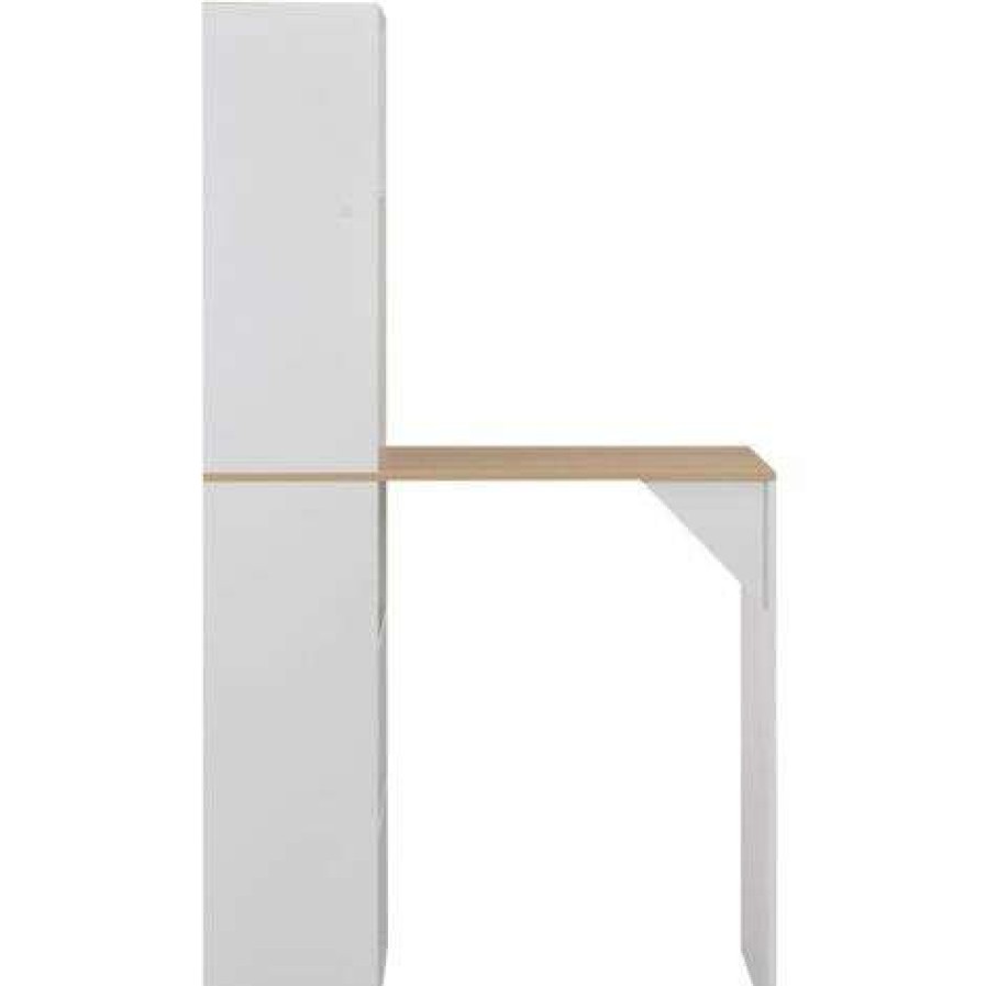 Table Haute Et Bar * | Le Moins Cher Inlife Table De Bar Avec Armoire Blanc 115 X 59 X 200 Cm