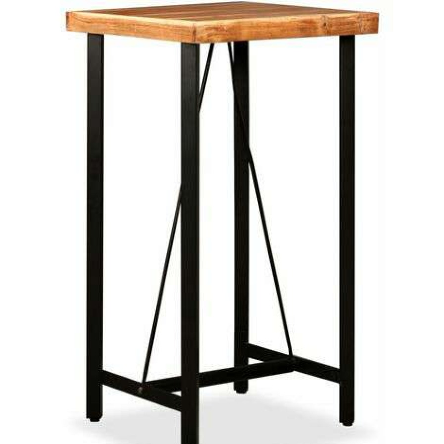 Table Haute Et Bar * | Les Meilleures Critiques De Topdeal Ensemble De Bar 3 Pcs Bois D'Acacia Massif Et De Recuperation Vdff18063_Fr