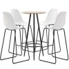 Table Haute Et Bar * | Top 10 Hommoo Ensemble De Bar 5 Pcs Plastique Blanc Hdv21963