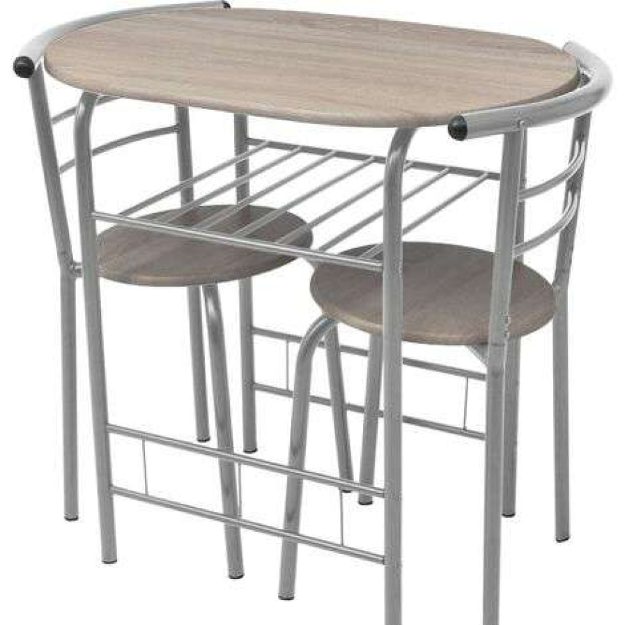 Table Haute Et Bar * | Offres Supermarket Ensemble De Meuble Pour Salle A Manger Mdf Argente