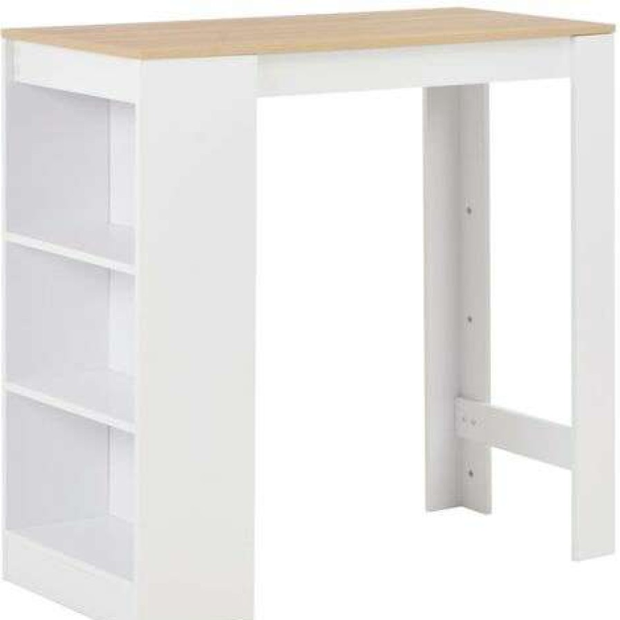 Table Haute Et Bar * | Vente Flash Youthup Table De Bar Avec Etagere Blanc 110X50X103 Cm