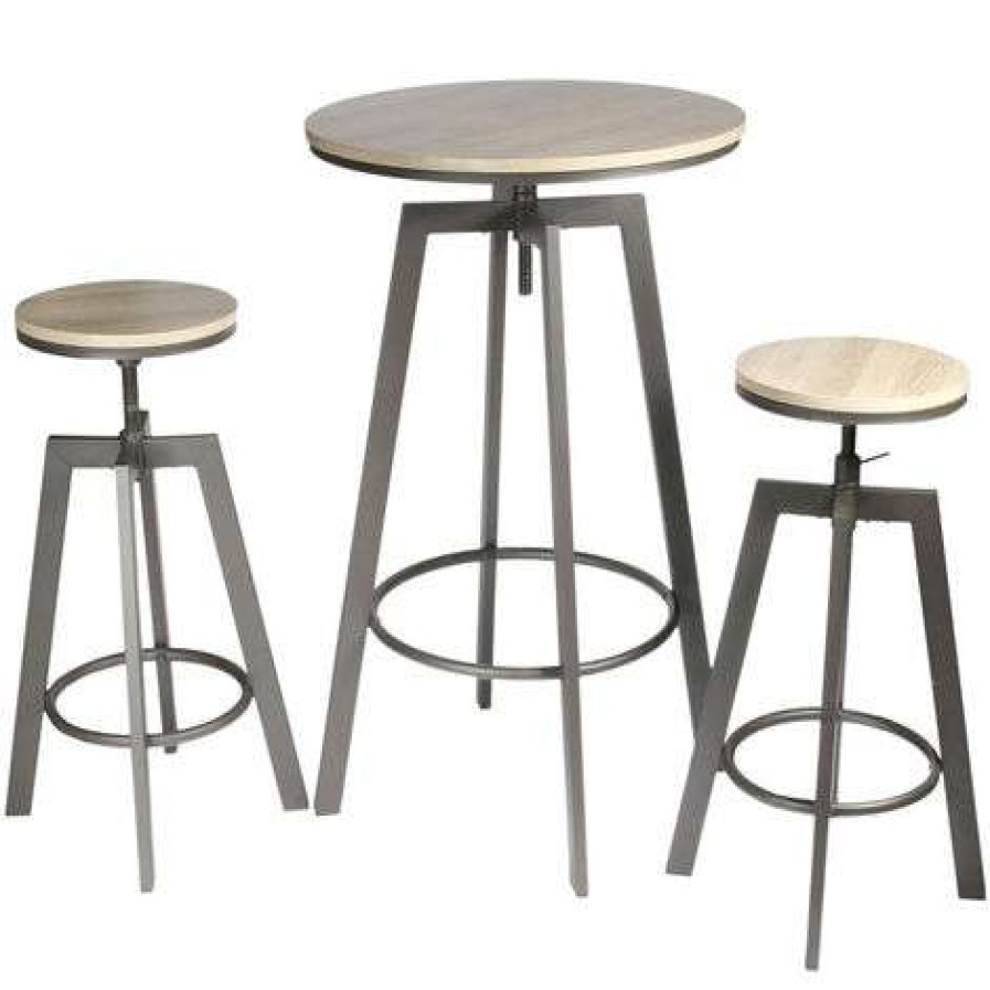 Table Haute Et Bar * | Meilleure Affaire Table De Repas Table Mange Debout 2 Tabourets Reglables Aria