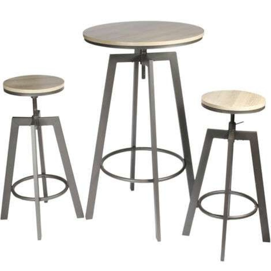 Table Haute Et Bar * | Meilleure Affaire Table De Repas Table Mange Debout 2 Tabourets Reglables Aria